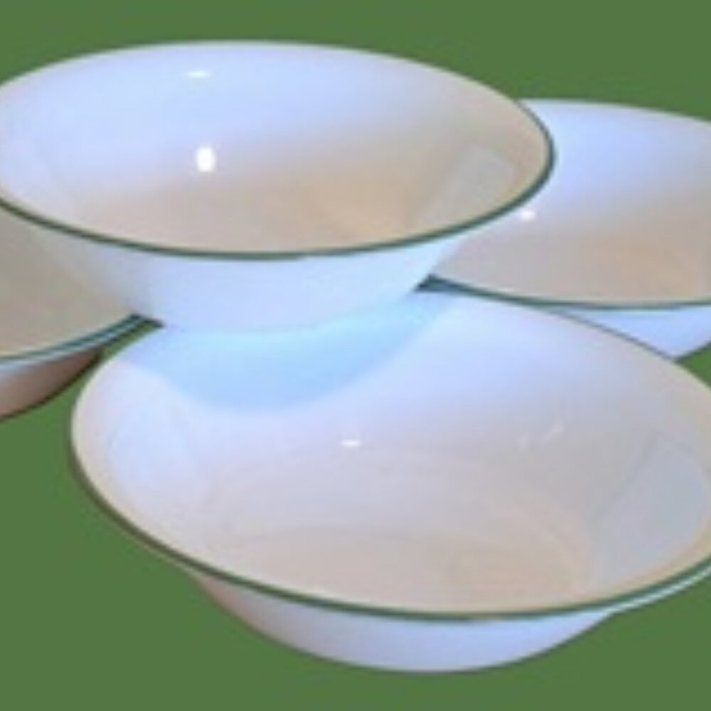 Jade Green Trimmed Corelle Bowls